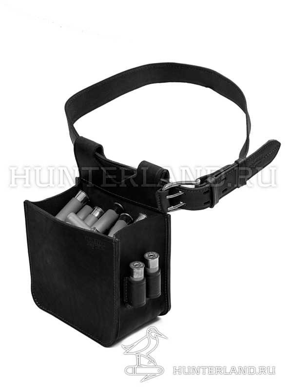Поясная открытая сумка-патронташ на 50 п. Хольстер 25 лет / кожа ((Black)), без ремня 231670000